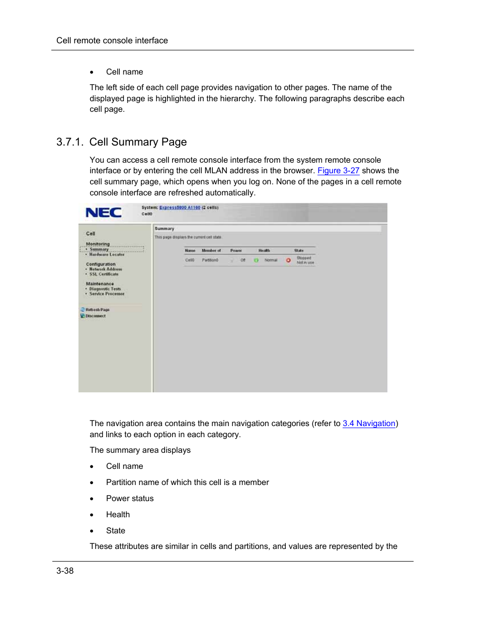 Cell summary page | NEC ExpressA1160 User Manual | Page 80 / 252