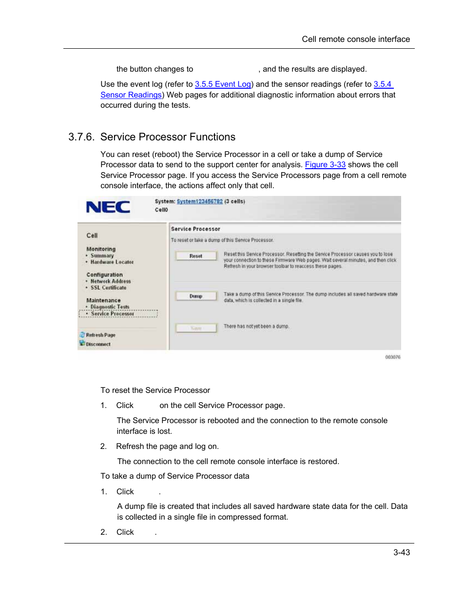 Service processor functions | NEC ExpressA1160 User Manual | Page 85 / 252