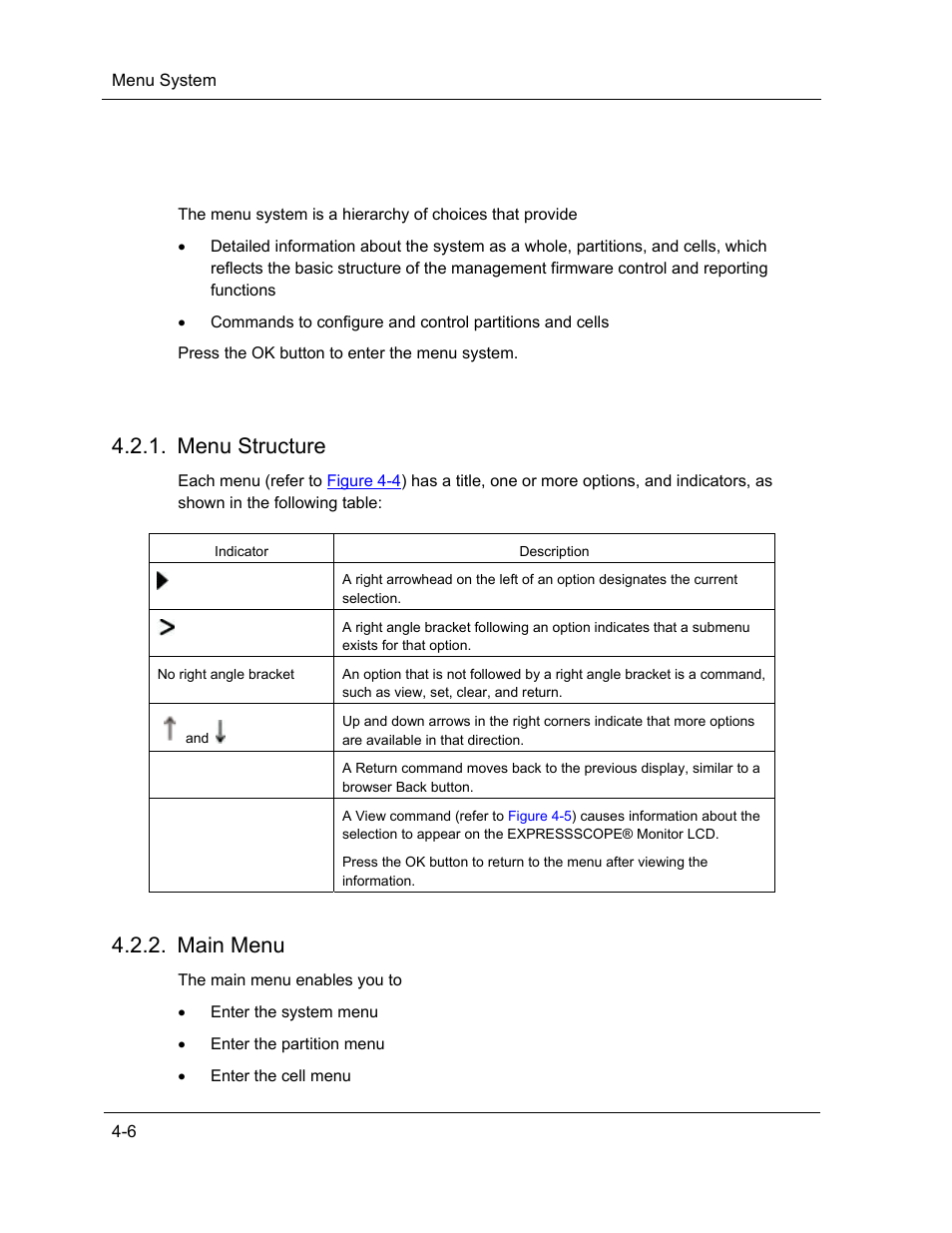 Menu system, Menu structure, Main menu | NEC ExpressA1160 User Manual | Page 92 / 252