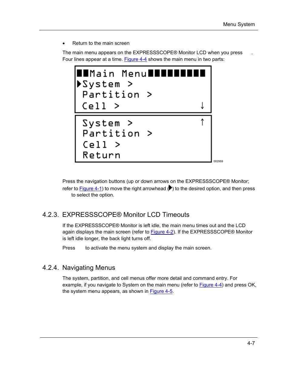 Expressscope® monitor lcd timeouts, Navigating menus | NEC ExpressA1160 User Manual | Page 93 / 252