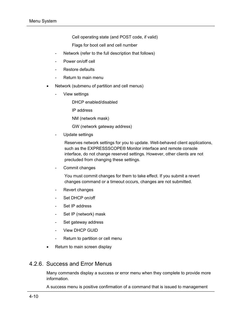 Success and error menus | NEC ExpressA1160 User Manual | Page 96 / 252