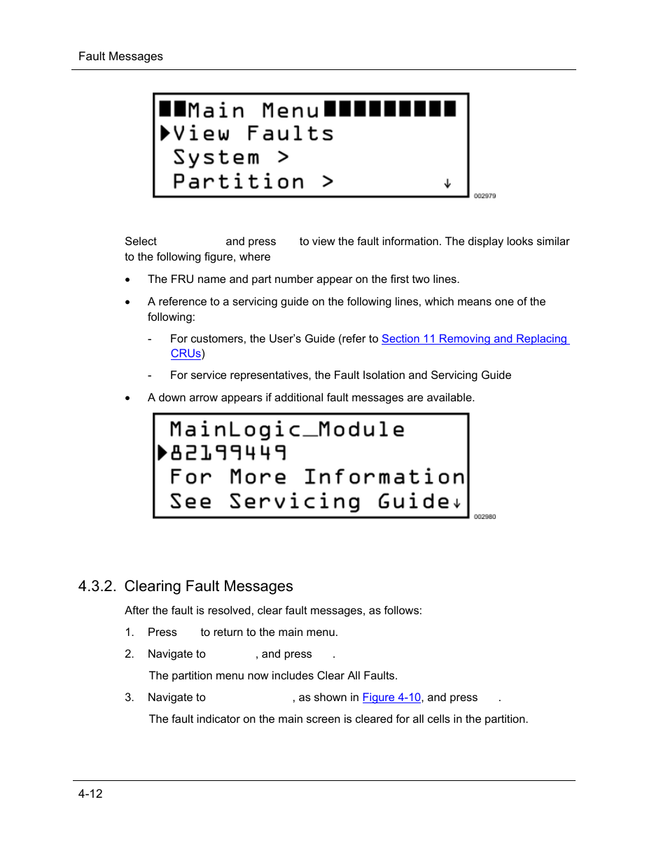 Clearing fault messages | NEC ExpressA1160 User Manual | Page 98 / 252