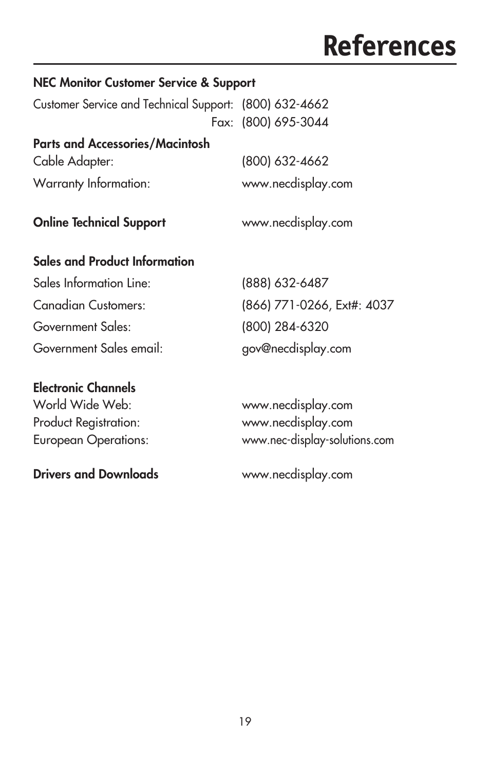 References | NEC ACCUSYNC LCD93VX User Manual | Page 21 / 79