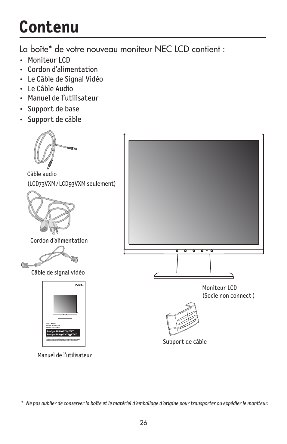 Contenu | NEC ACCUSYNC LCD93VX User Manual | Page 28 / 79