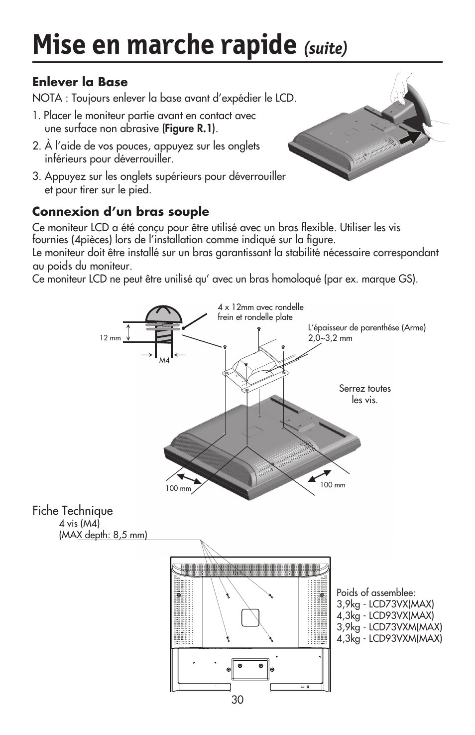 Mise en marche rapide, Suite) | NEC ACCUSYNC LCD93VX User Manual | Page 32 / 79