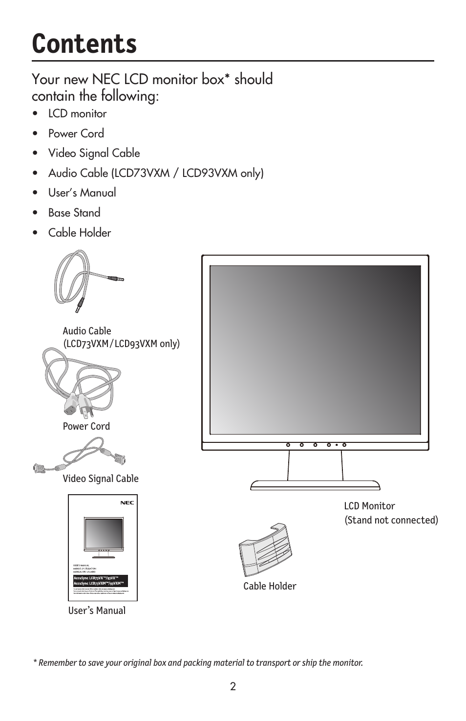 NEC ACCUSYNC LCD93VX User Manual | Page 4 / 79