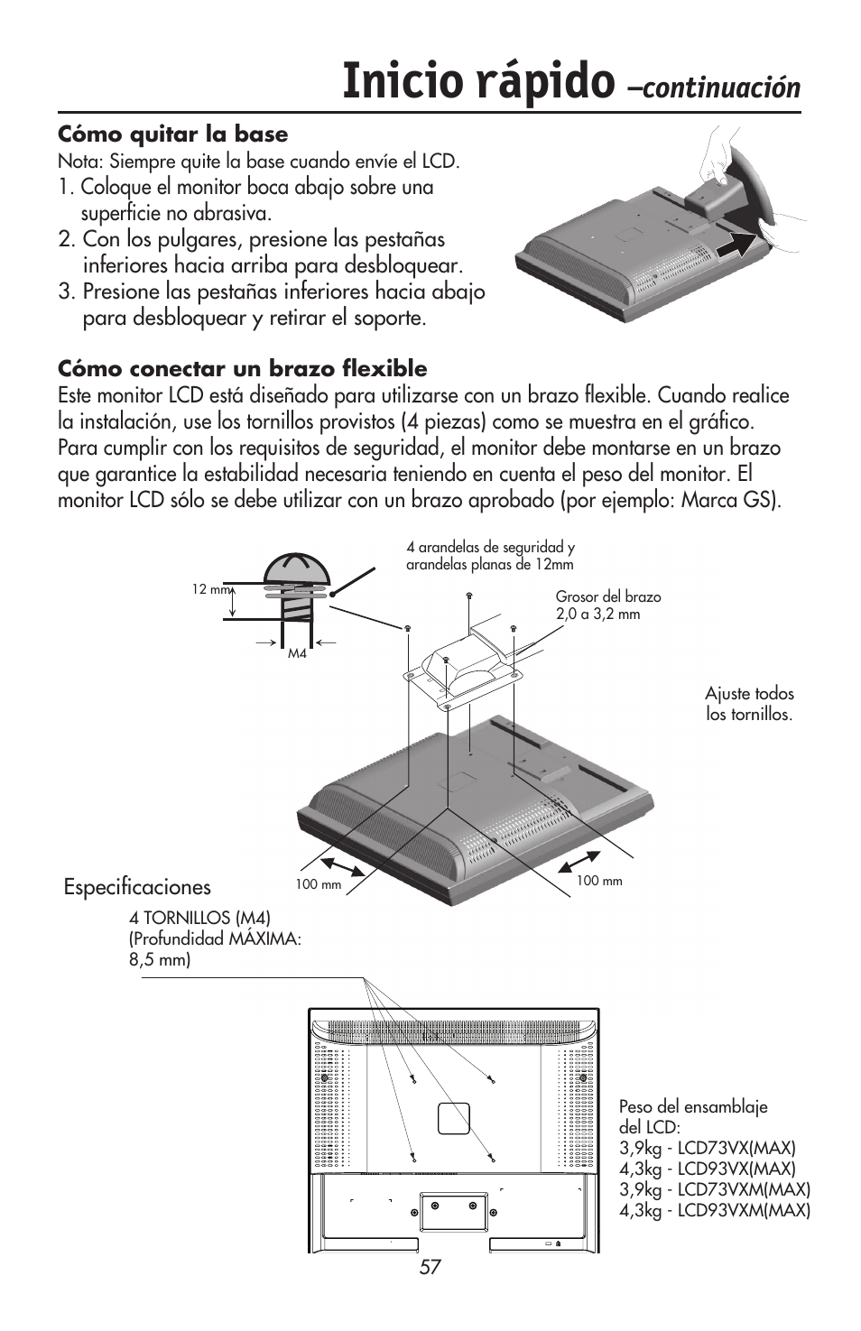 Inicio rápido, Continuación | NEC ACCUSYNC LCD93VX User Manual | Page 58 / 79