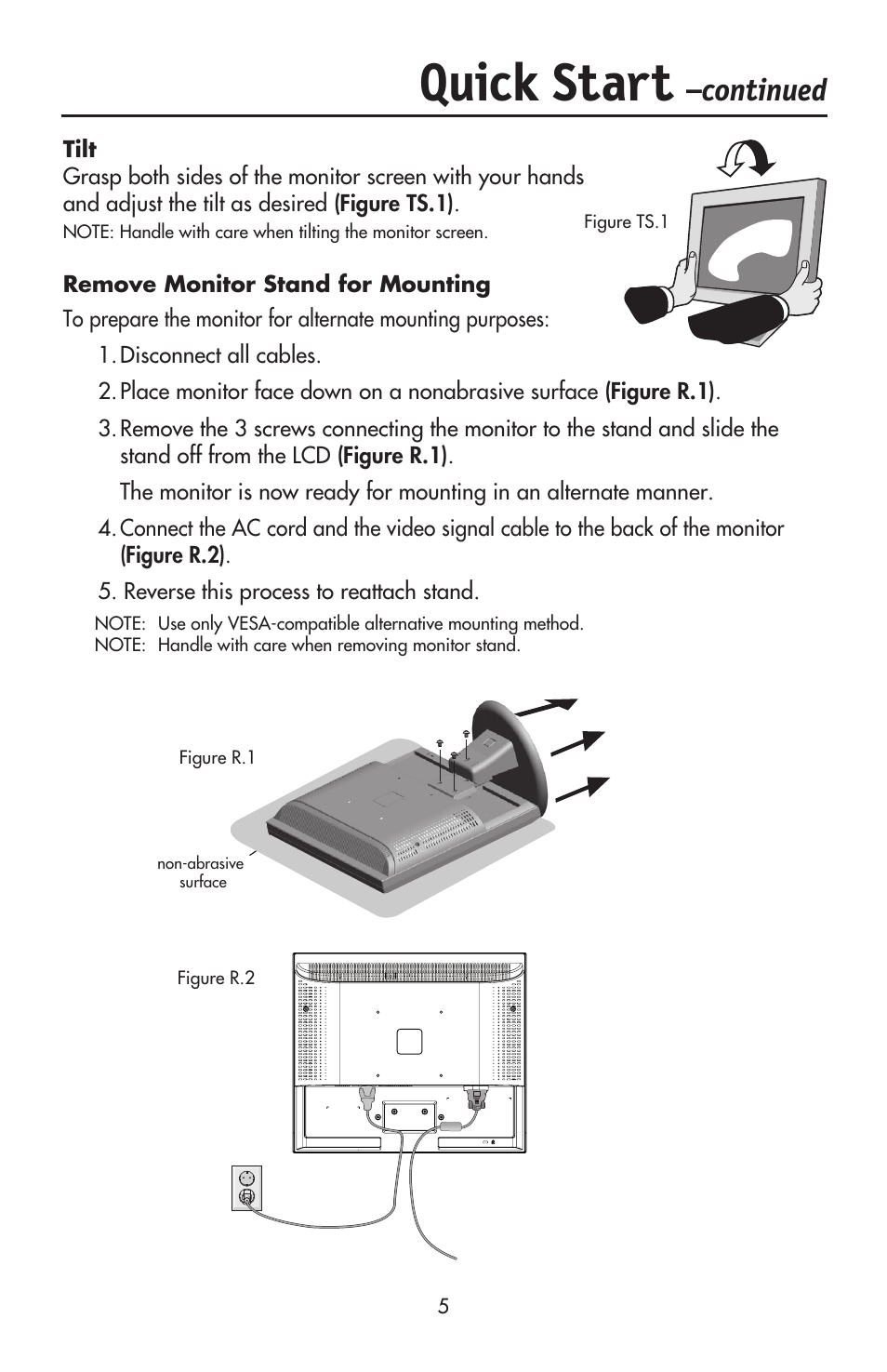 Quick start, Continued | NEC ACCUSYNC LCD93VX User Manual | Page 7 / 79