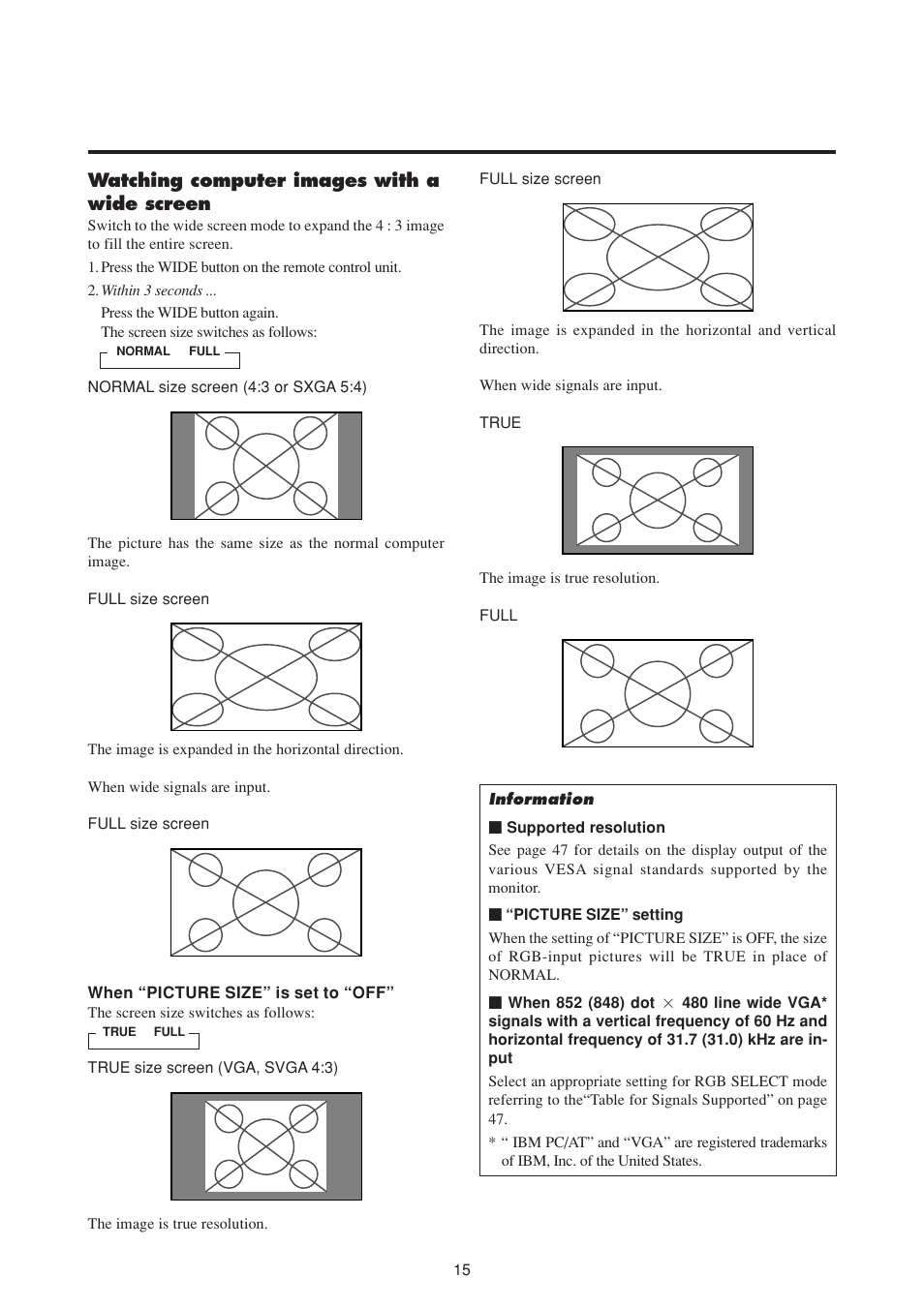 Watching computer images with a wide screen | NEC PlasmaSync 50MP1 User Manual | Page 22 / 60