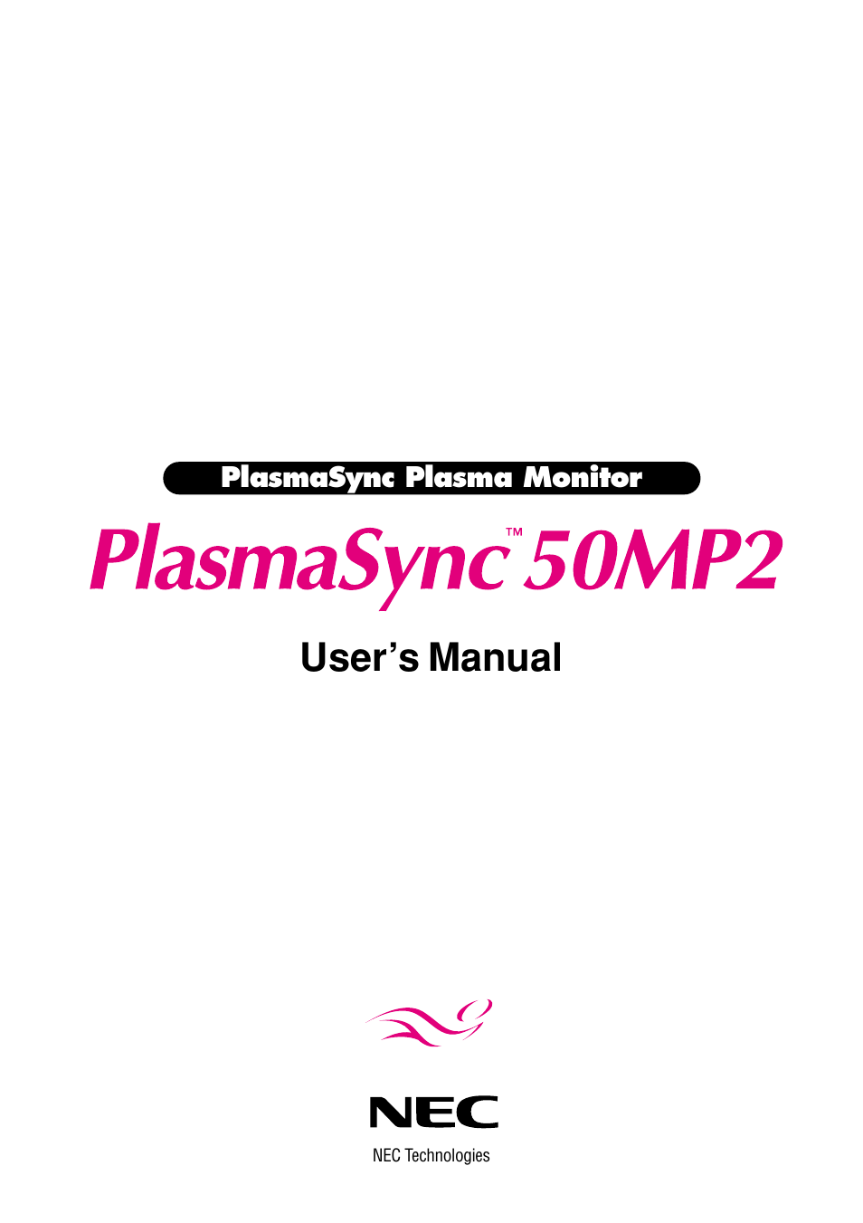 NEC PlasmaSync 50MP2 User Manual | 68 pages