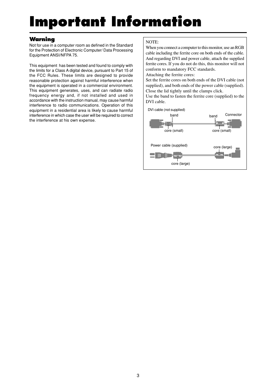 Important information | NEC 42XM3 PX-42XM3A User Manual | Page 3 / 8