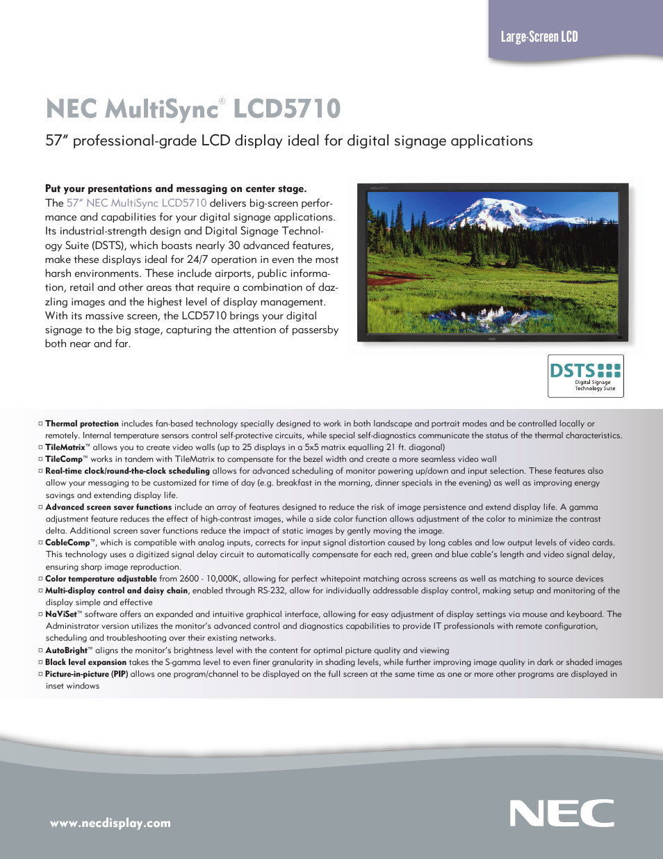 NEC MultiSync LCD5710 User Manual | 2 pages