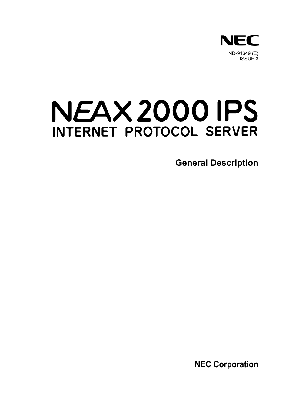 NEC NEAX2000 ND-91649 User Manual | 58 pages