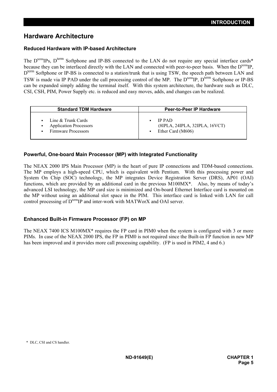 Hardware architecture | NEC NEAX2000 ND-91649 User Manual | Page 13 / 58