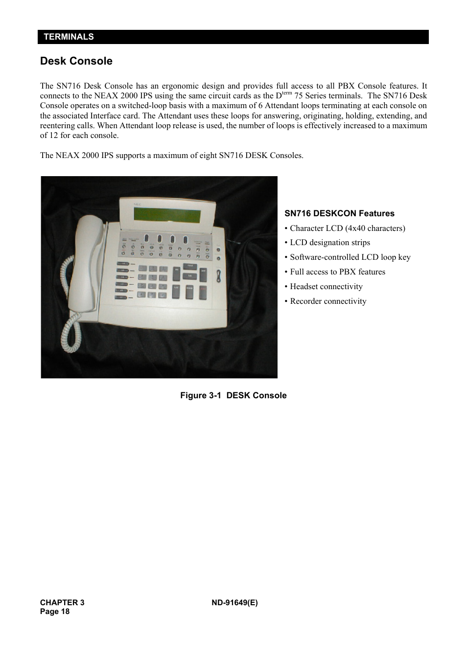 Desk console | NEC NEAX2000 ND-91649 User Manual | Page 26 / 58