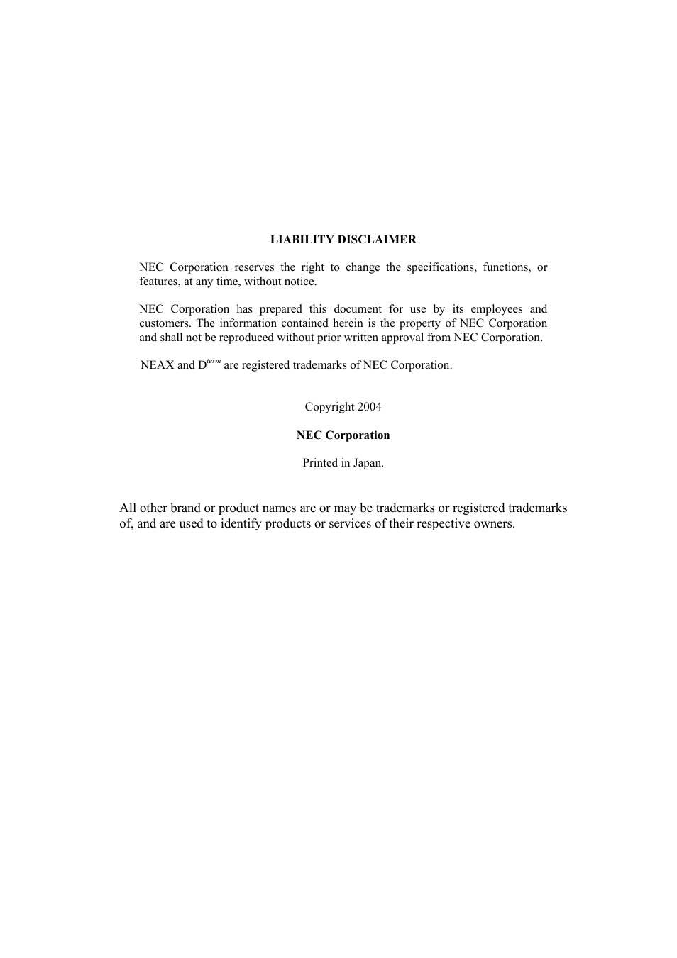 NEC NEAX2000 ND-91649 User Manual | Page 3 / 58