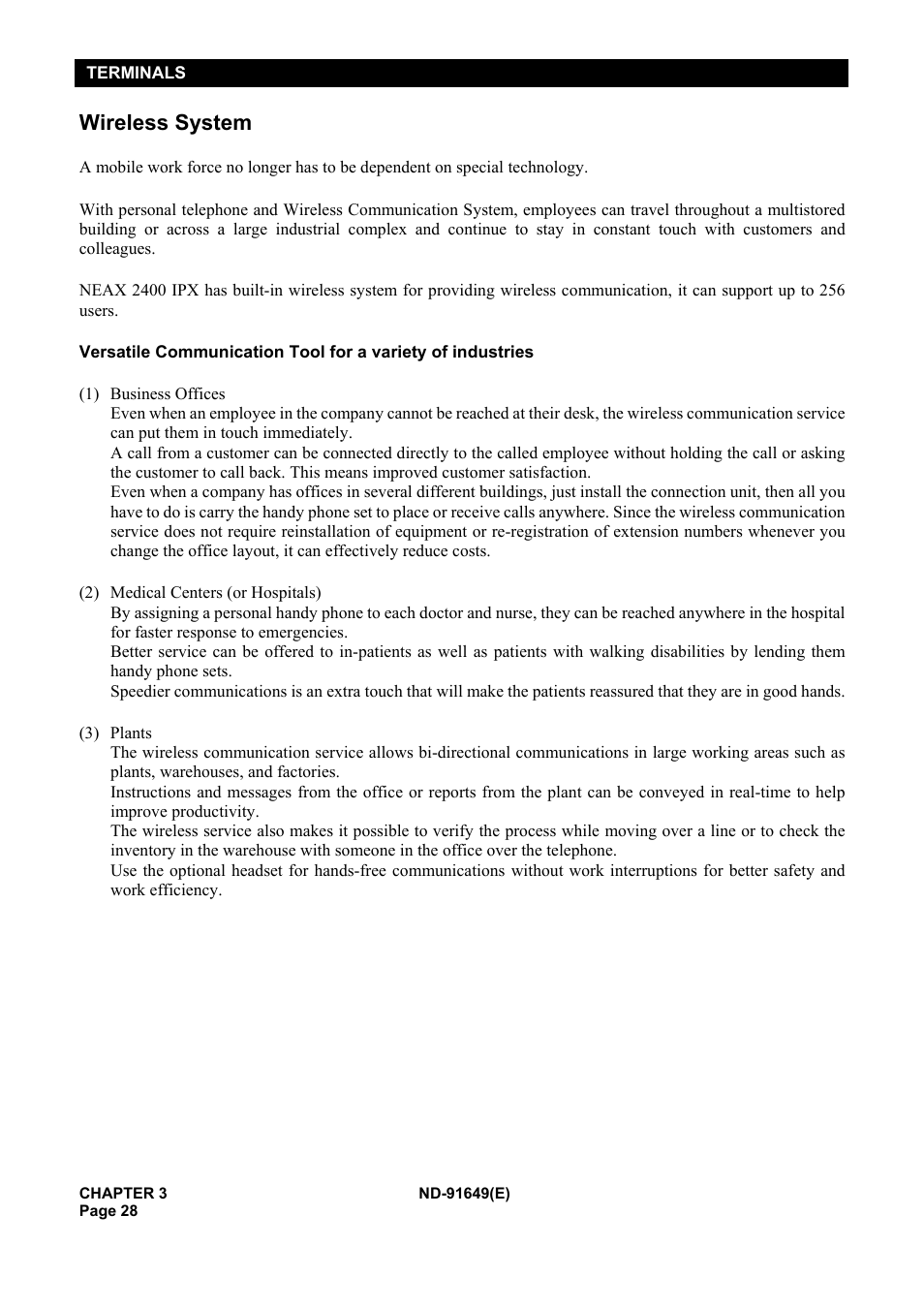 Wireless system | NEC NEAX2000 ND-91649 User Manual | Page 36 / 58