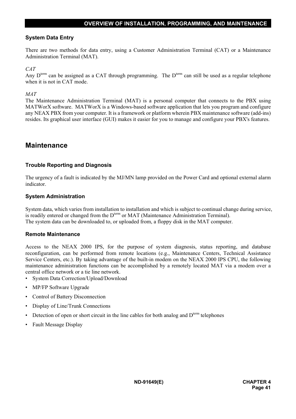 Maintenance | NEC NEAX2000 ND-91649 User Manual | Page 49 / 58