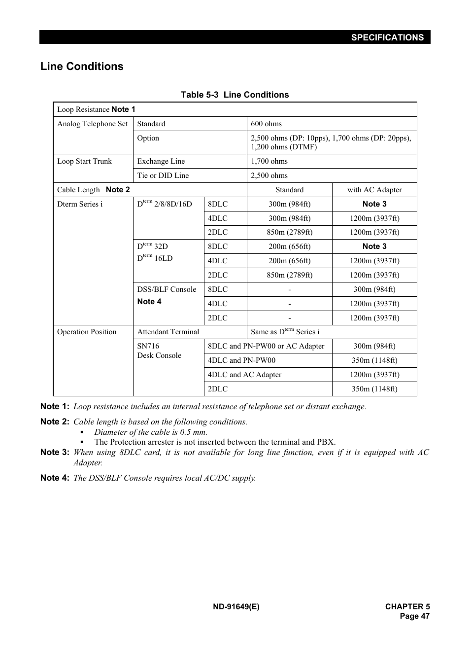 Line conditions | NEC NEAX2000 ND-91649 User Manual | Page 55 / 58