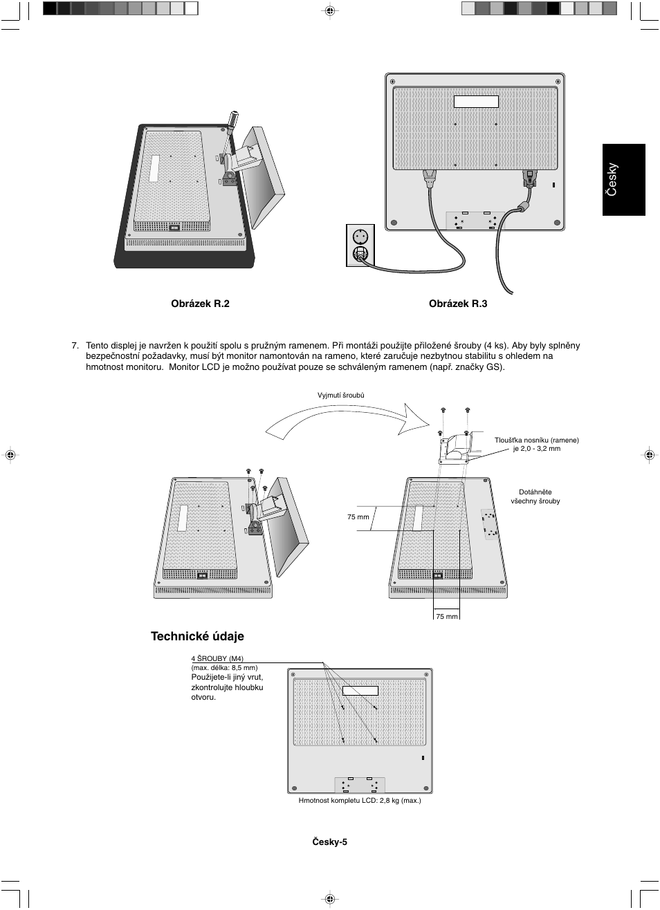 Âesky, Technické údaje | NEC LCD1501 User Manual | Page 21 / 118