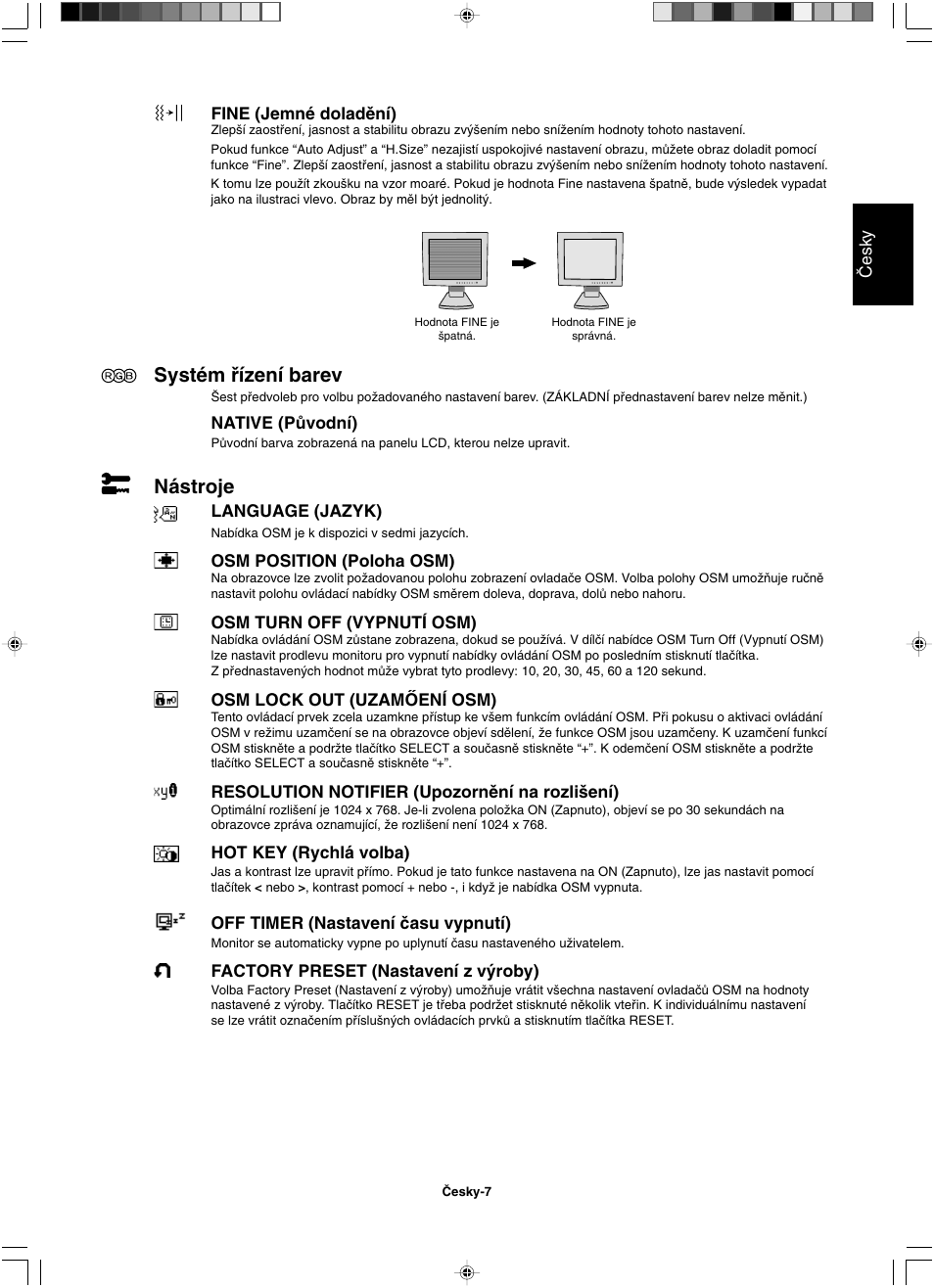 Systém ﬁízení barev, Nástroje | NEC LCD1501 User Manual | Page 23 / 118