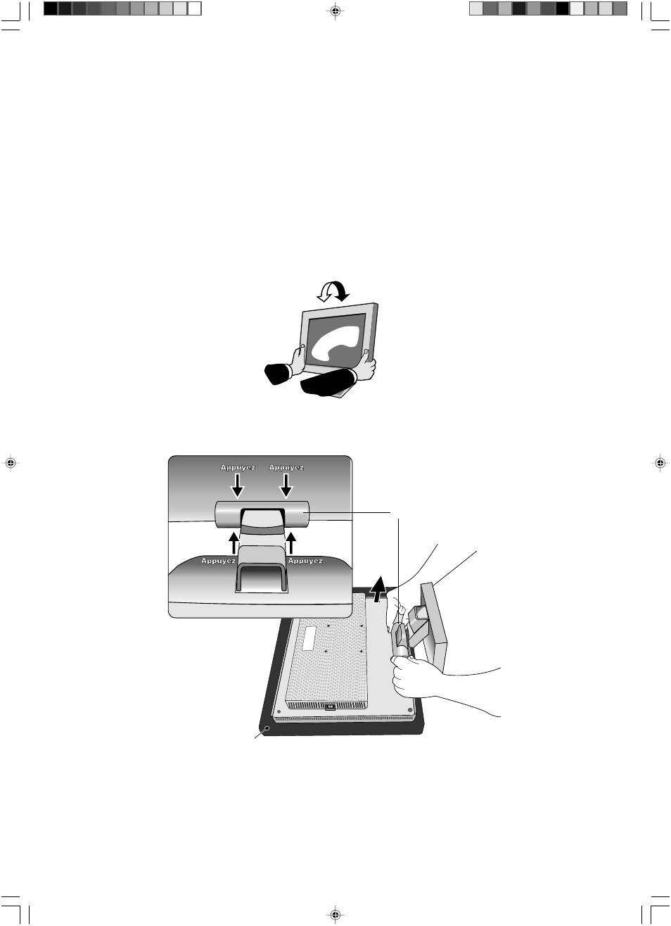 Inclinaison, Dépose du support du moniteur pour montage | NEC LCD1501 User Manual | Page 60 / 118