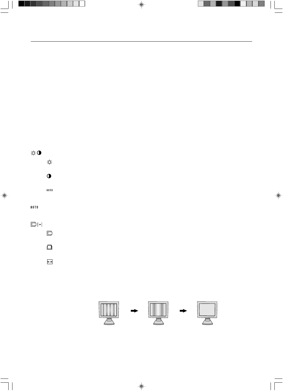 Commandes, Commandes de luminosité et de contraste, Réglage automatique | Commandes de position | NEC LCD1501 User Manual | Page 62 / 118