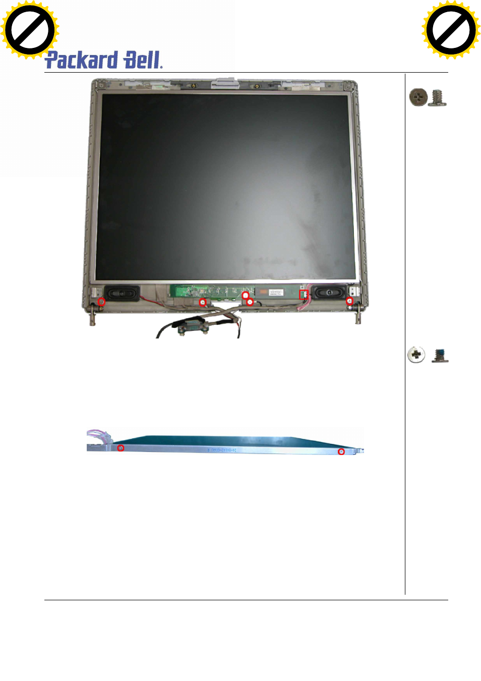 Removing the top cover, Page 16, Fig. 24 removing the inverter board screws | Fig. 25 removing the lcd panel hinges | NEC T5 User Manual | Page 16 / 24