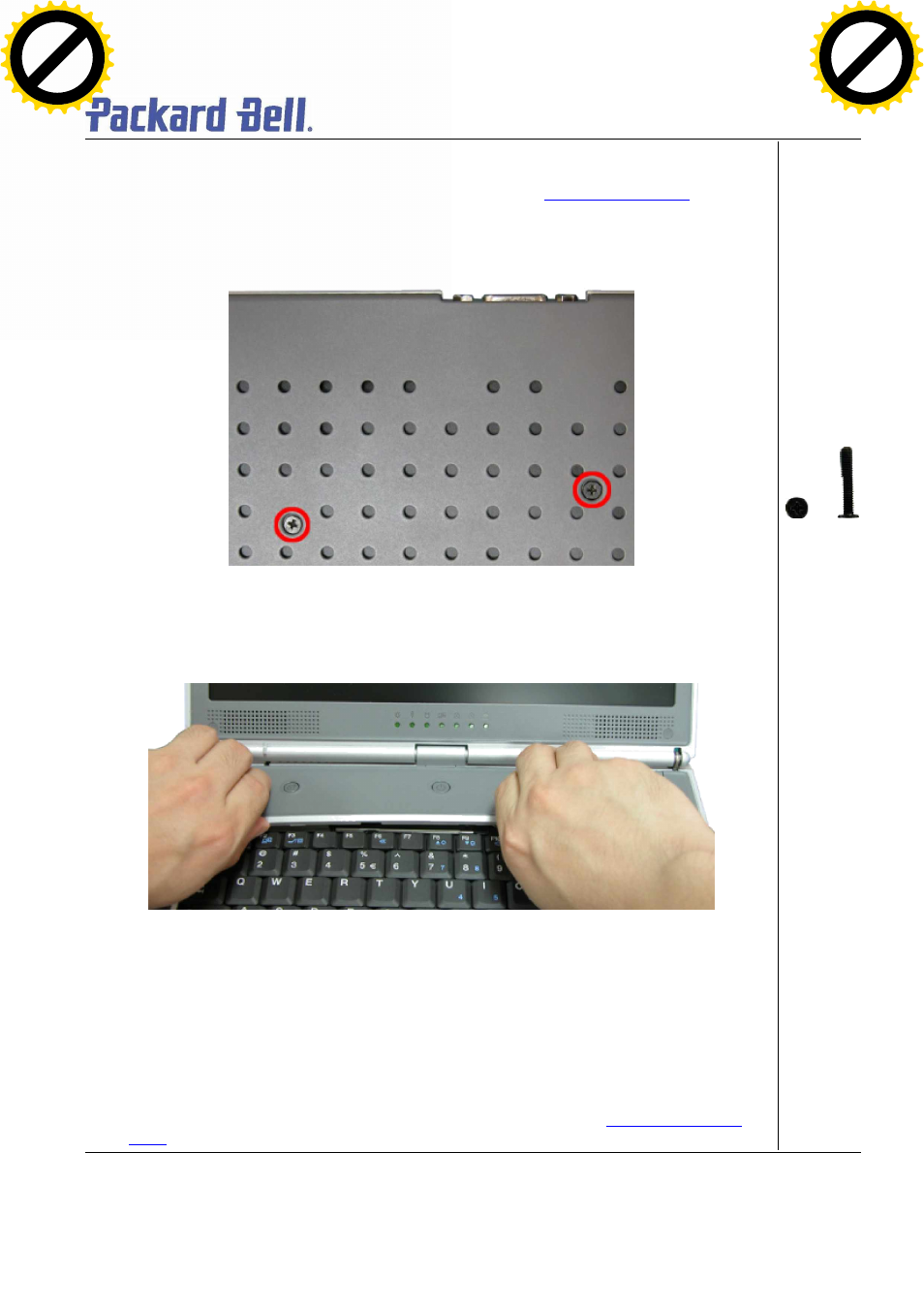 Removing the keyboard cover, Removing the keyboard, Page 7 | Remove the keyboard cover as shown in fig. 7, Fig. 6 removing keyboard cover screws, Fig. 7 removing the keyboard cover | NEC T5 User Manual | Page 7 / 24