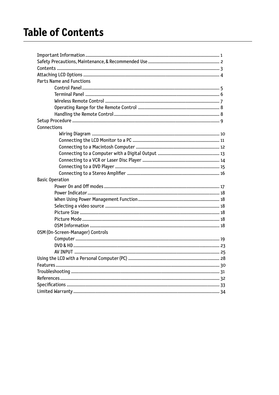 NEC LCD4000 User Manual | Page 2 / 38