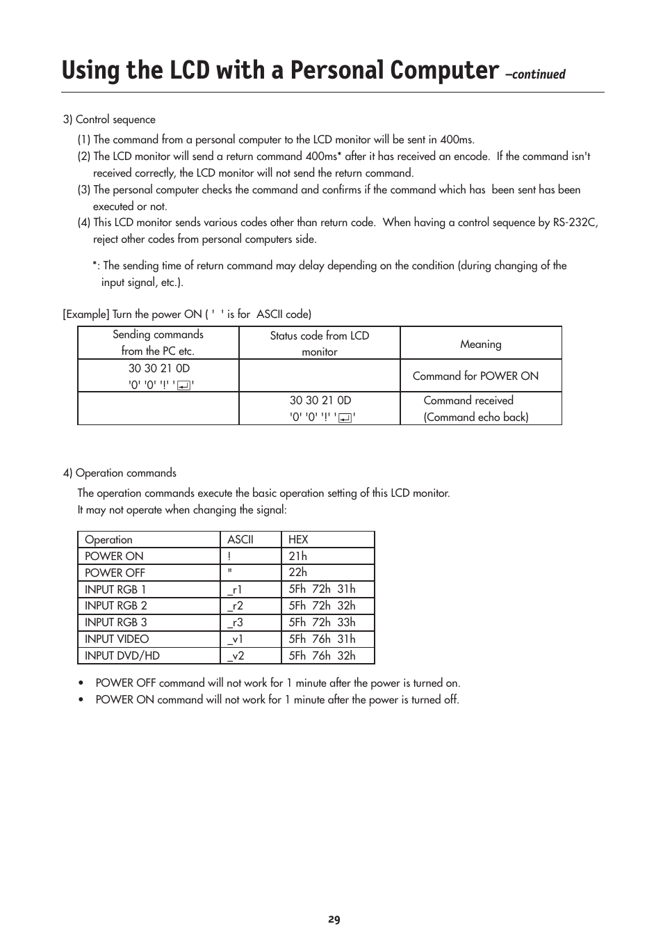 Using the lcd with a personal computer | NEC LCD4000 User Manual | Page 31 / 38