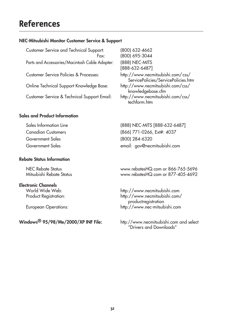 References | NEC LCD4000 User Manual | Page 34 / 38