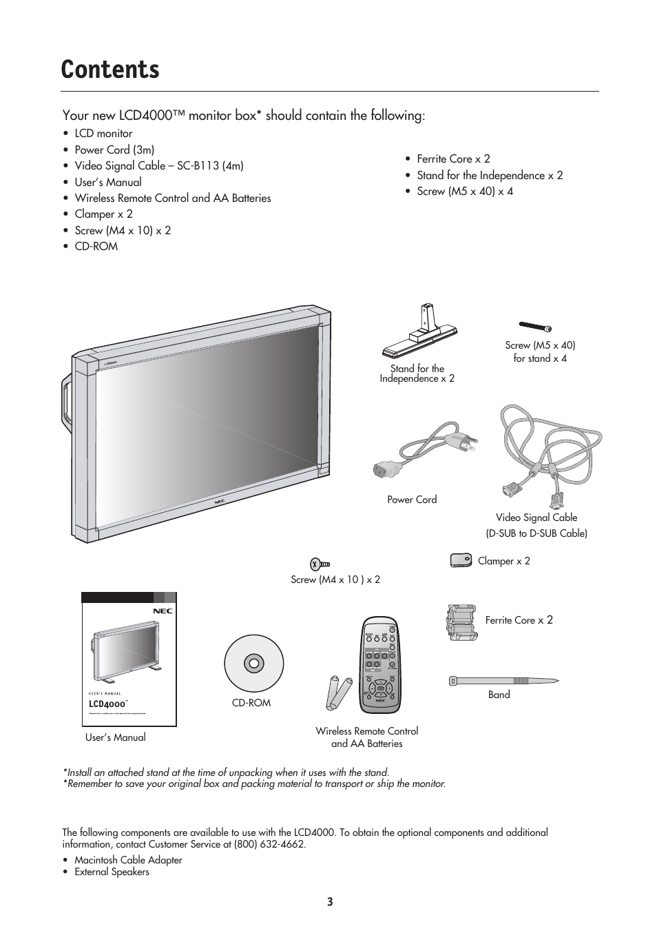 NEC LCD4000 User Manual | Page 5 / 38