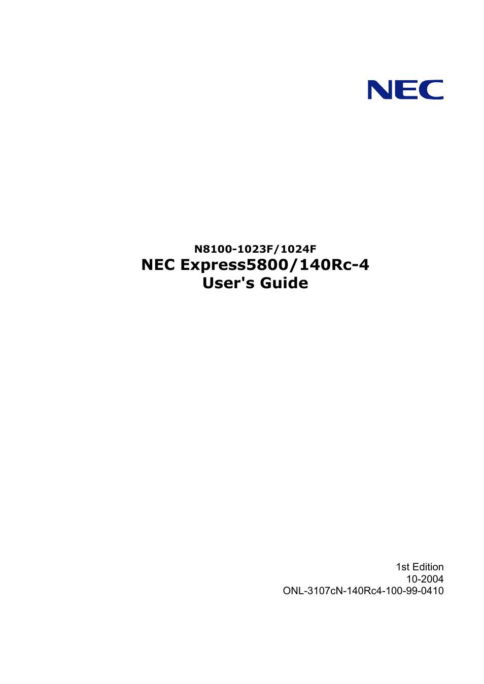 NEC Server 140Rc-4 User Manual | 400 pages