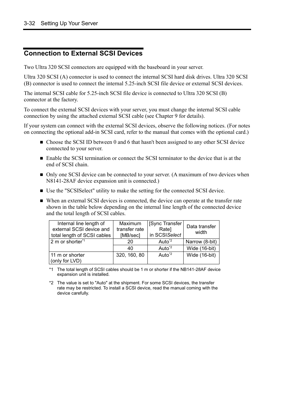 Connection to external scsi devices | NEC Server 140Rc-4 User Manual | Page 104 / 400