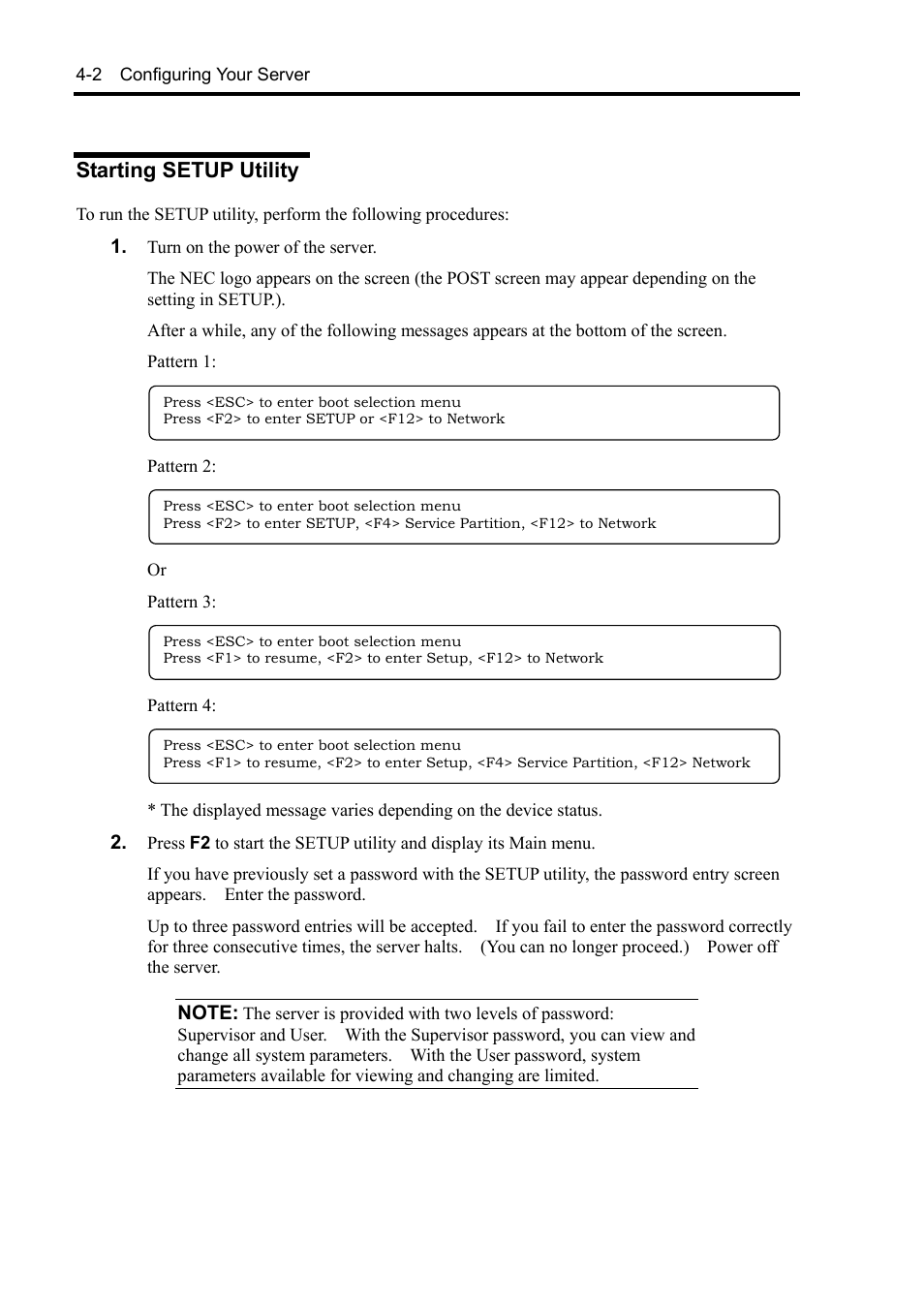 Starting setup utility | NEC Server 140Rc-4 User Manual | Page 112 / 400