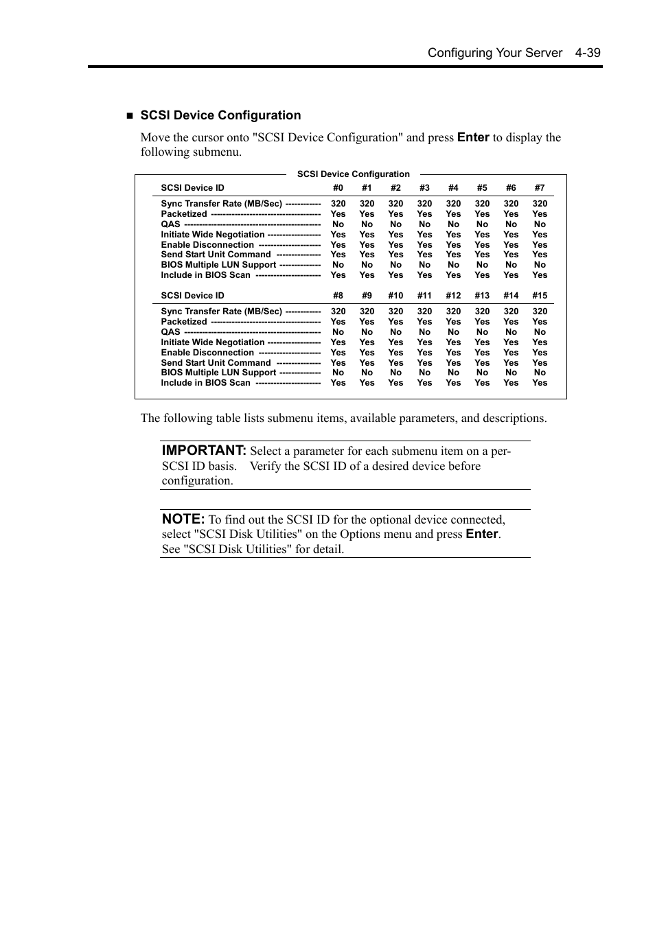 Important, Configuring your server 4-39 | NEC Server 140Rc-4 User Manual | Page 149 / 400