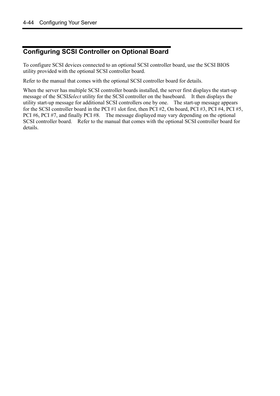 Configuring scsi controller on optional board | NEC Server 140Rc-4 User Manual | Page 154 / 400