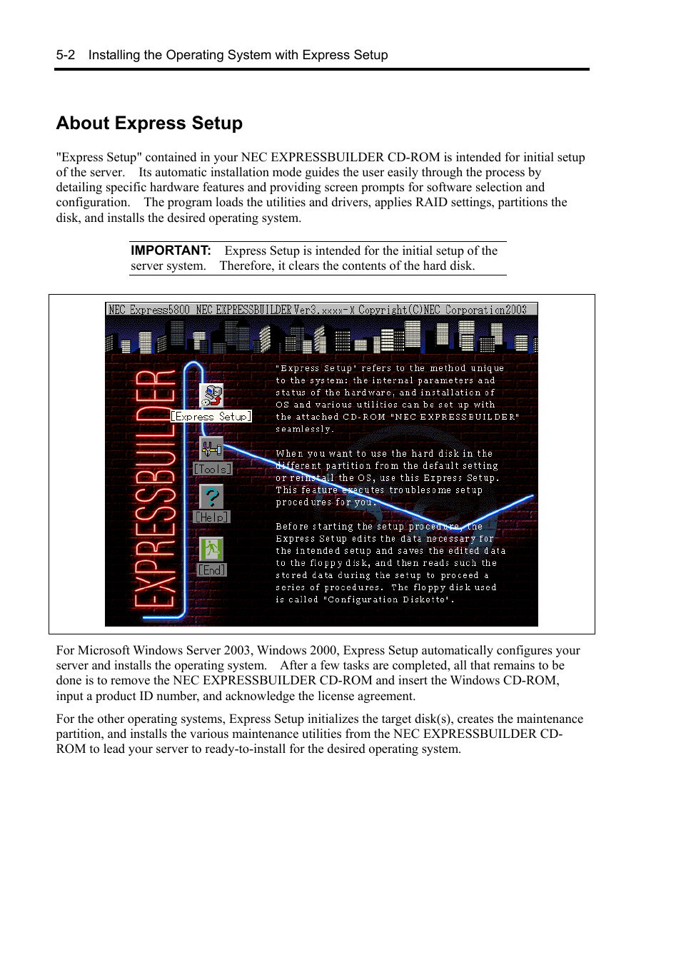 About express setup | NEC Server 140Rc-4 User Manual | Page 158 / 400