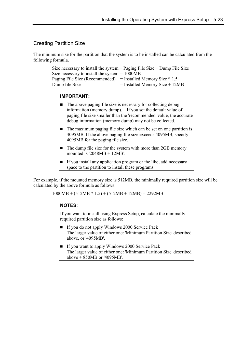 Creating partition size | NEC Server 140Rc-4 User Manual | Page 179 / 400