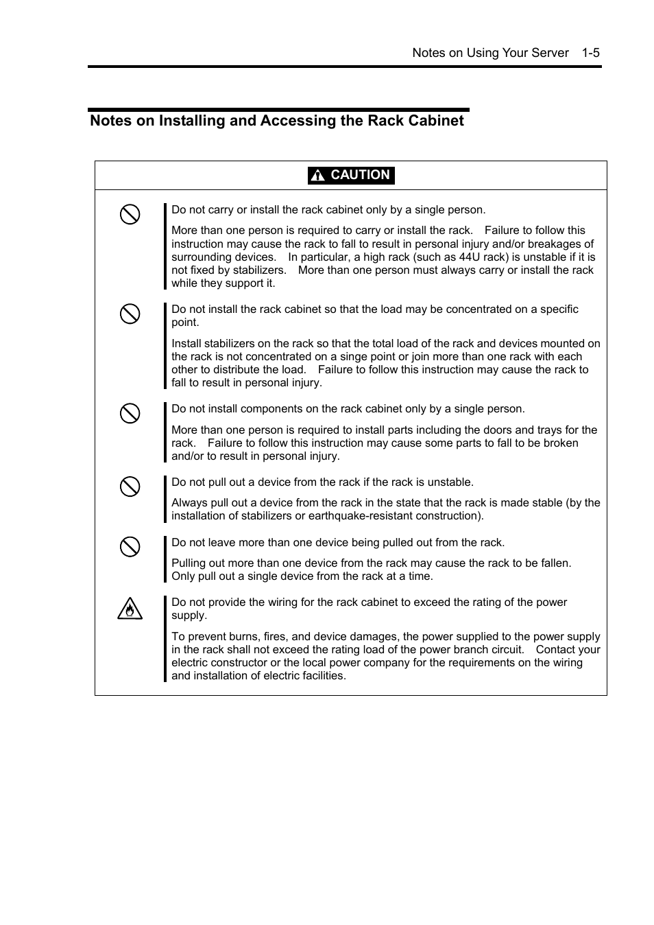 Notes on installing and accessing the rack cabinet | NEC Server 140Rc-4 User Manual | Page 21 / 400