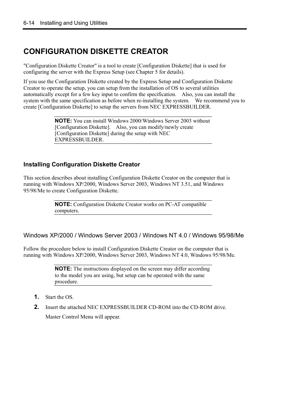 Configuration diskette creator | NEC Server 140Rc-4 User Manual | Page 210 / 400