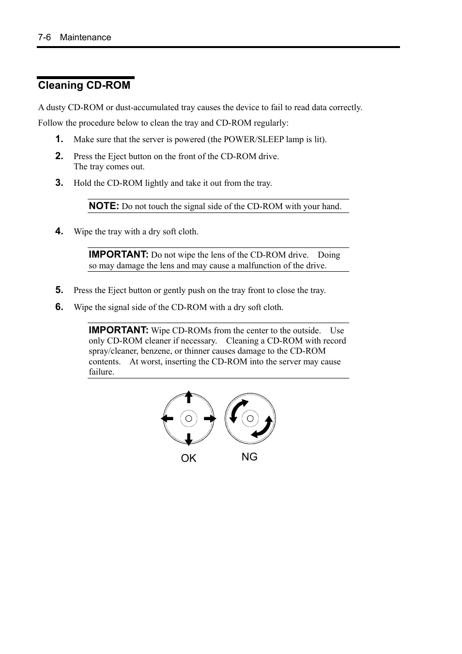 Cleaning cd-rom | NEC Server 140Rc-4 User Manual | Page 232 / 400