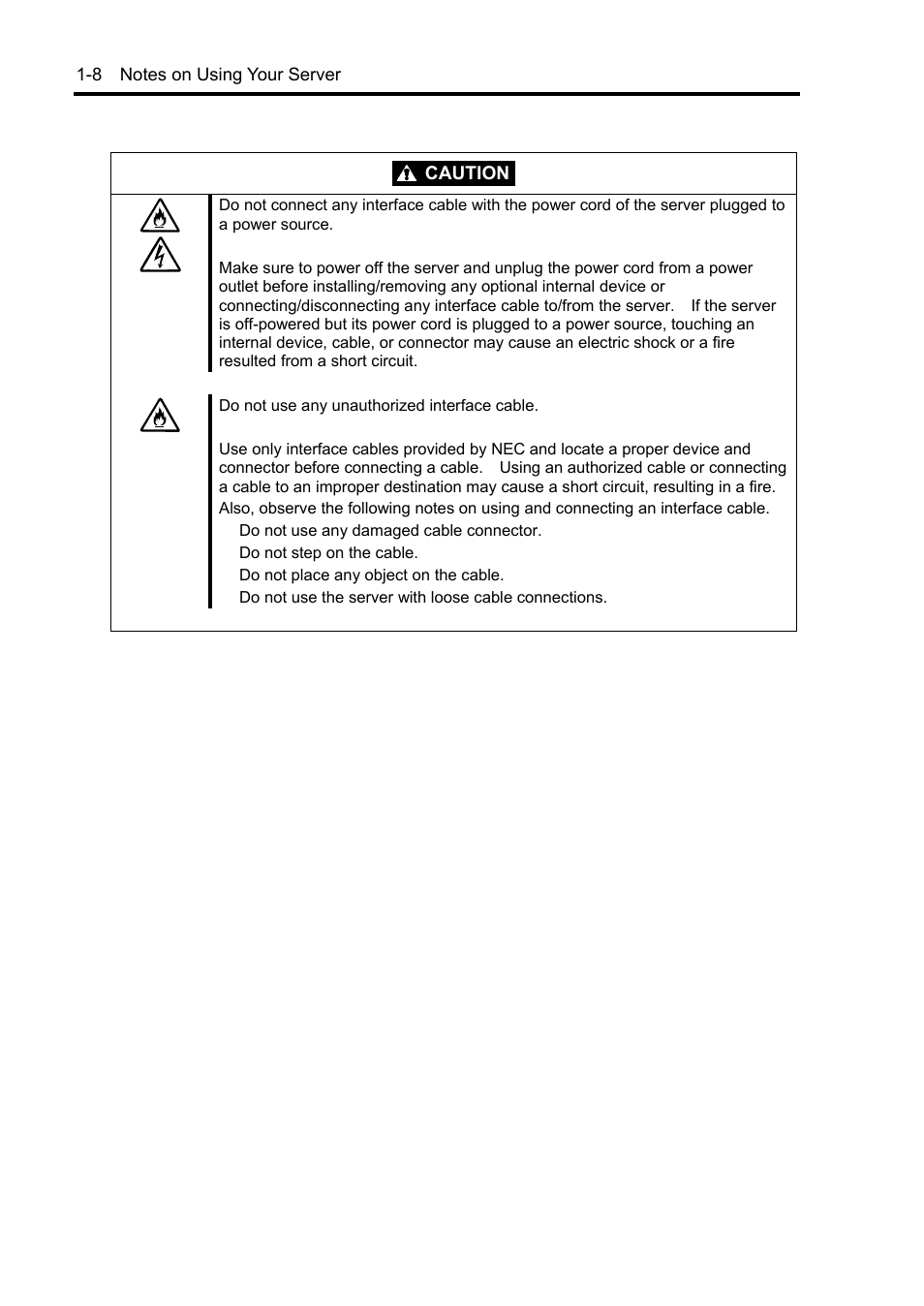 Caution | NEC Server 140Rc-4 User Manual | Page 24 / 400