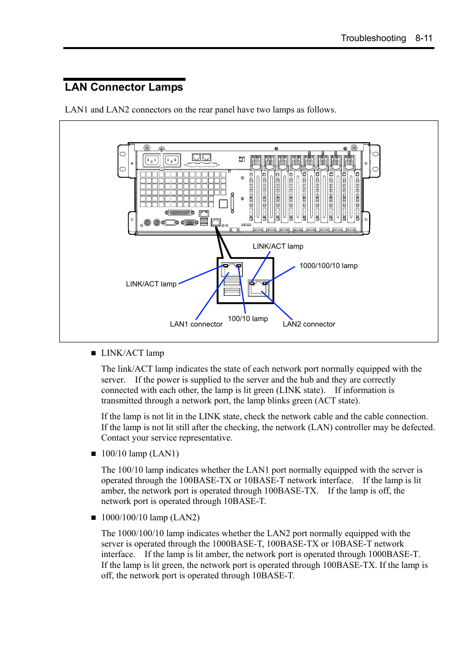 Lan connector lamps | NEC Server 140Rc-4 User Manual | Page 249 / 400