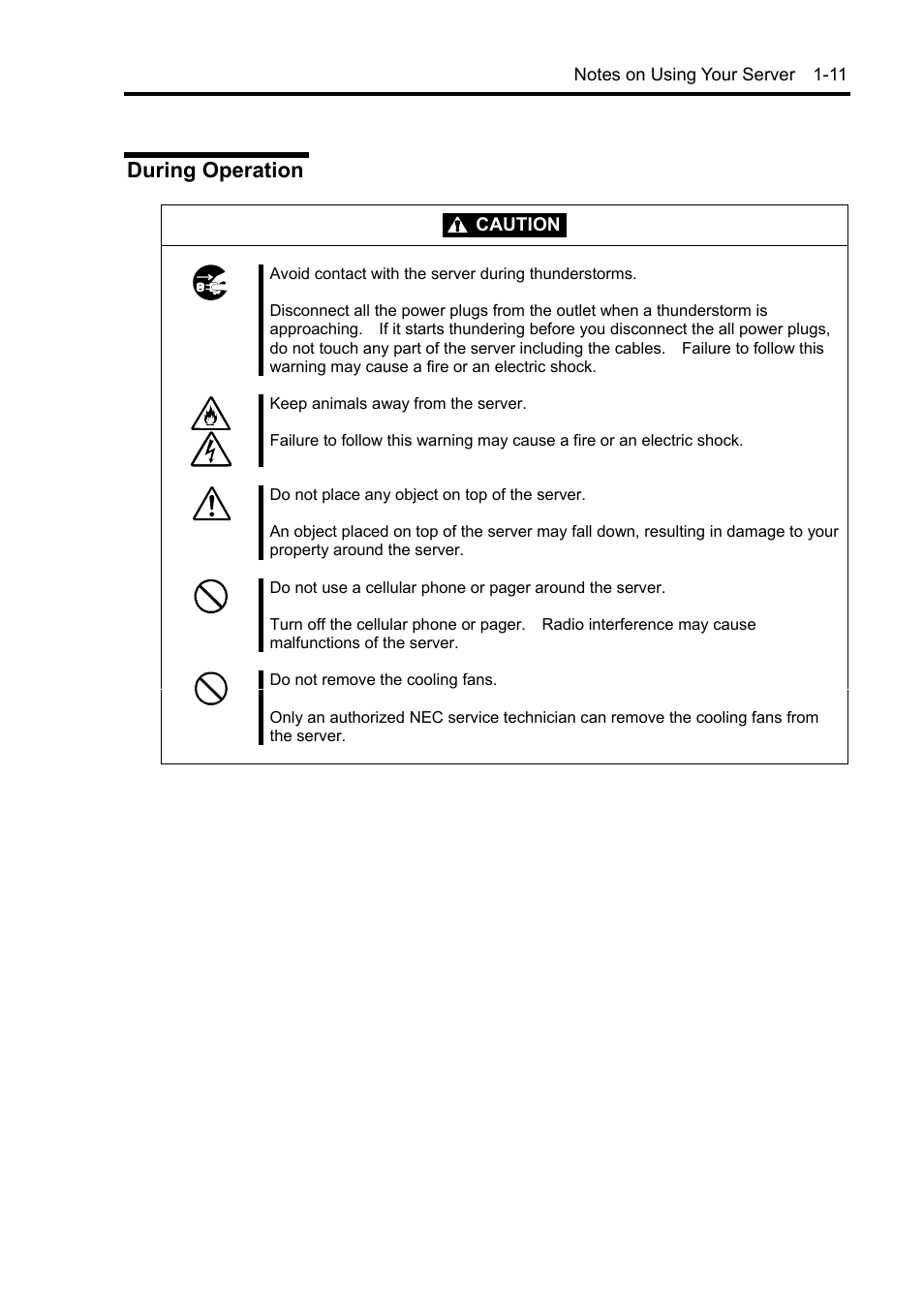 During operation | NEC Server 140Rc-4 User Manual | Page 27 / 400