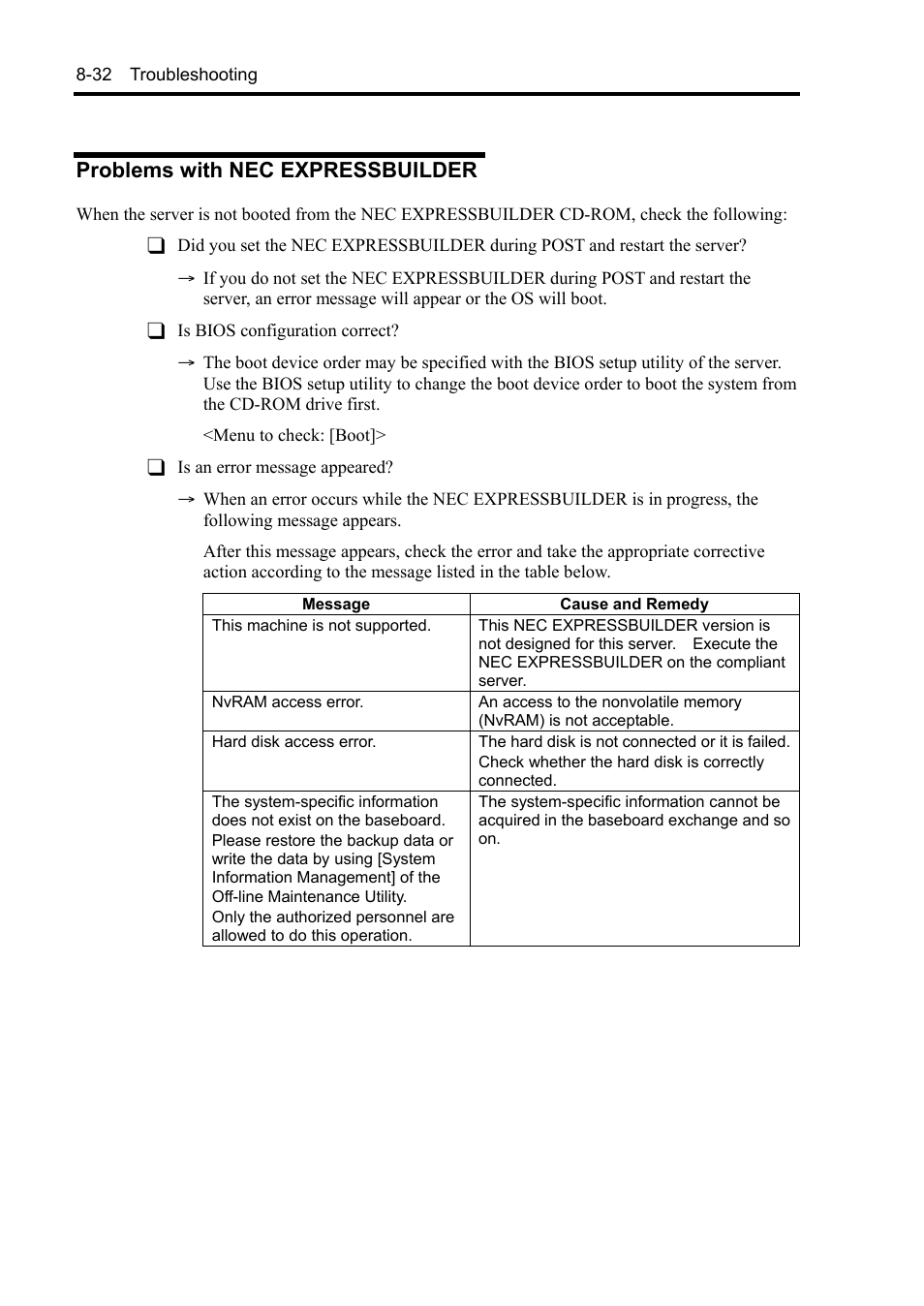 Problems with nec expressbuilder | NEC Server 140Rc-4 User Manual | Page 270 / 400