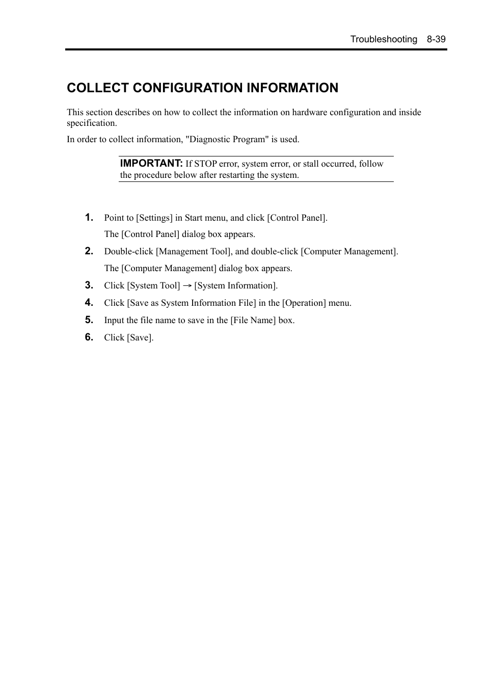 Collect configuration information | NEC Server 140Rc-4 User Manual | Page 277 / 400