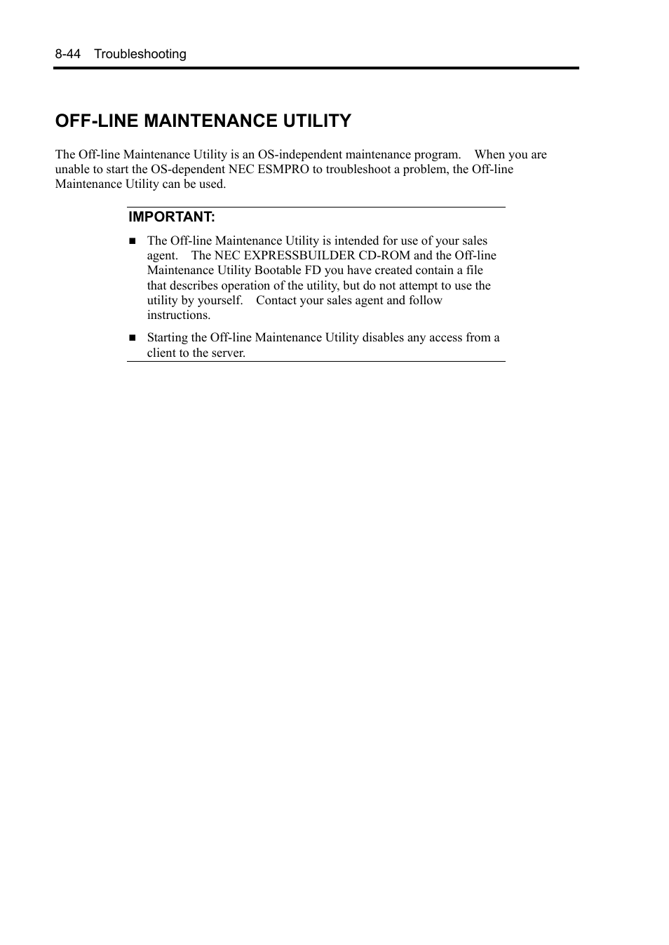 Off-line maintenance utility | NEC Server 140Rc-4 User Manual | Page 282 / 400