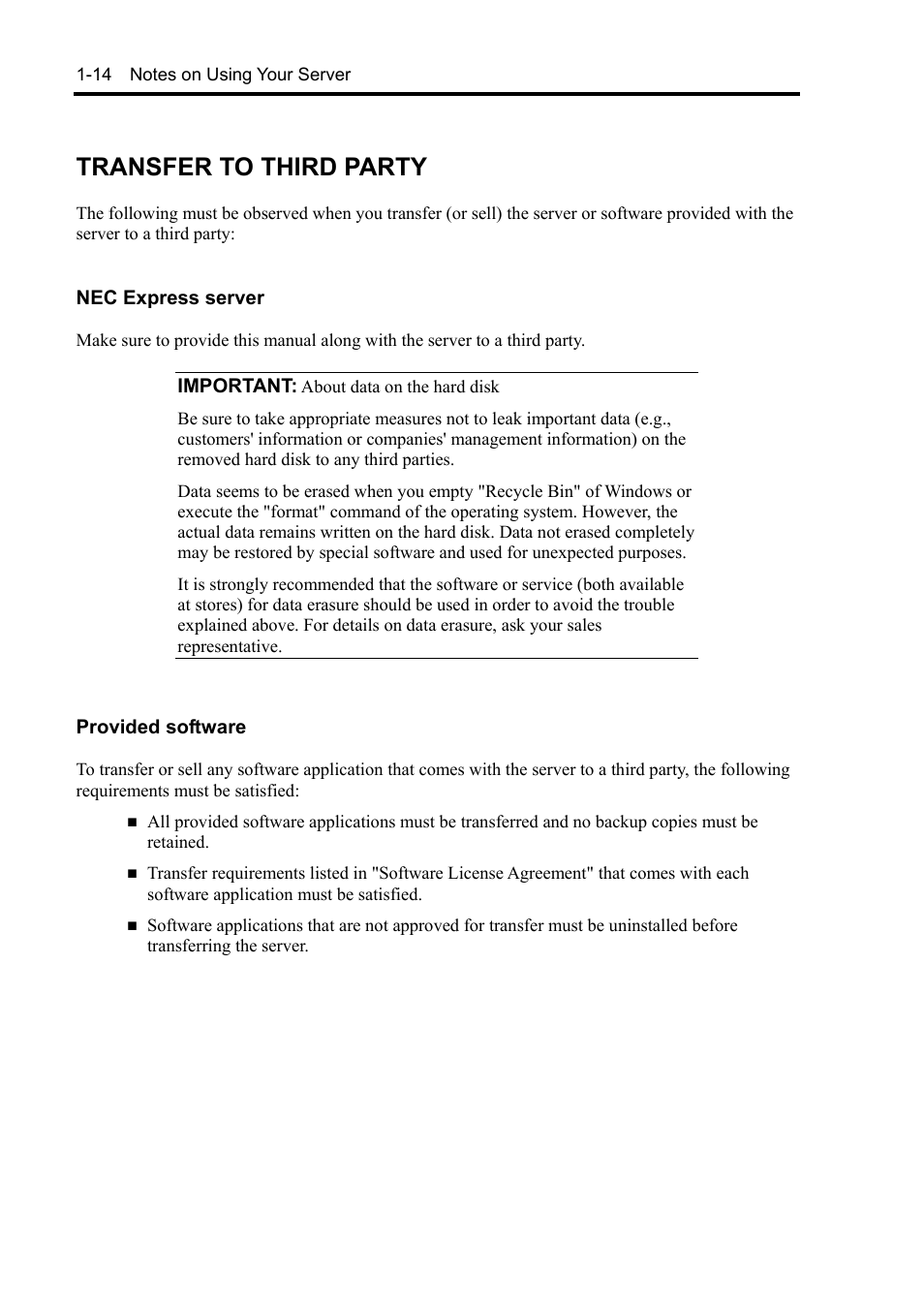 Transfer to third party | NEC Server 140Rc-4 User Manual | Page 30 / 400